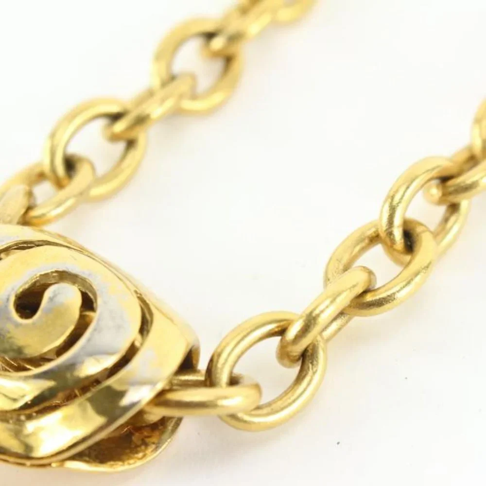 Chanel 95p 24k Gold Plated Jumbo CC Logo Clover Chain Necklace 35cc721s